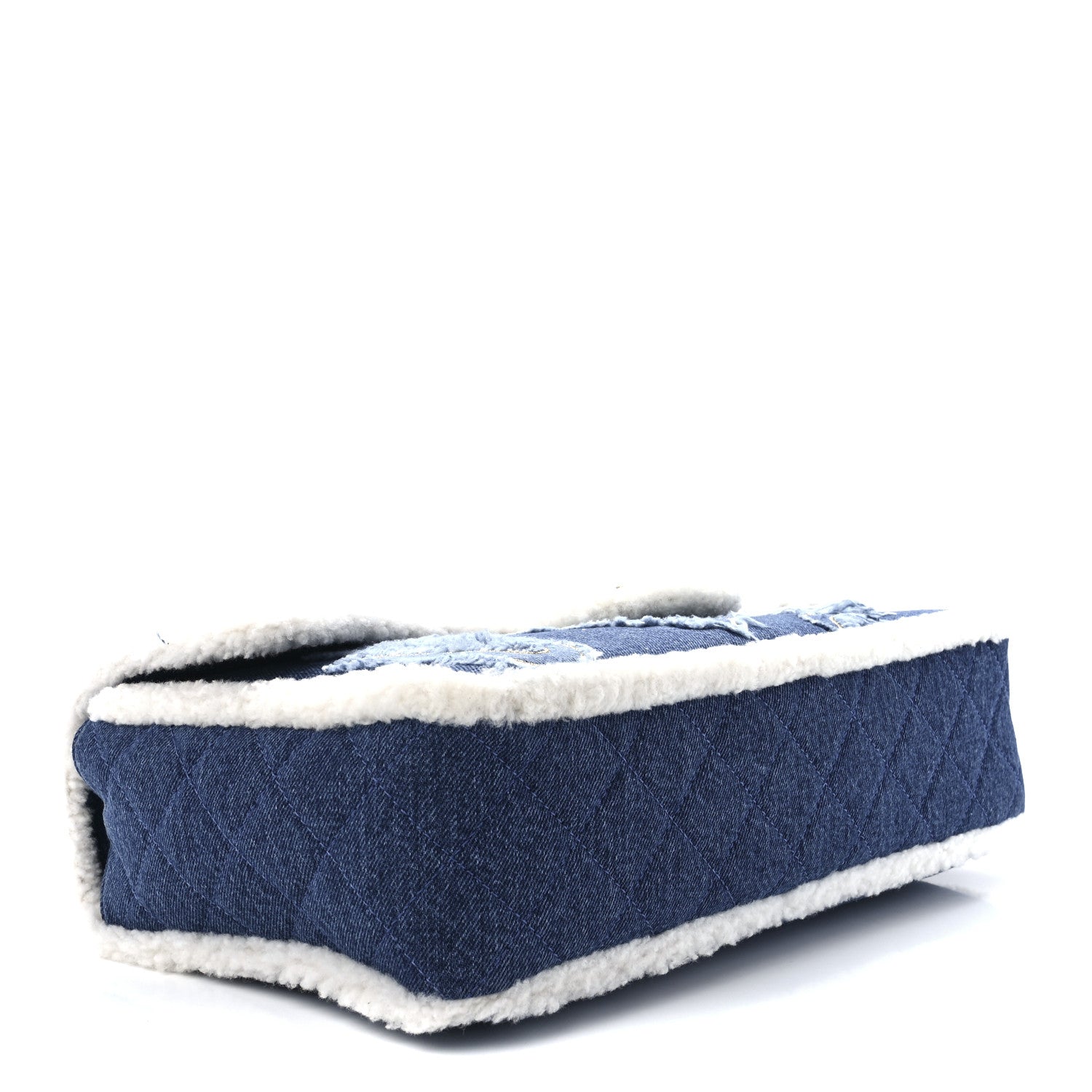 Chanel Denim Shearling Hieroglyph Flap Blue 4 of 12