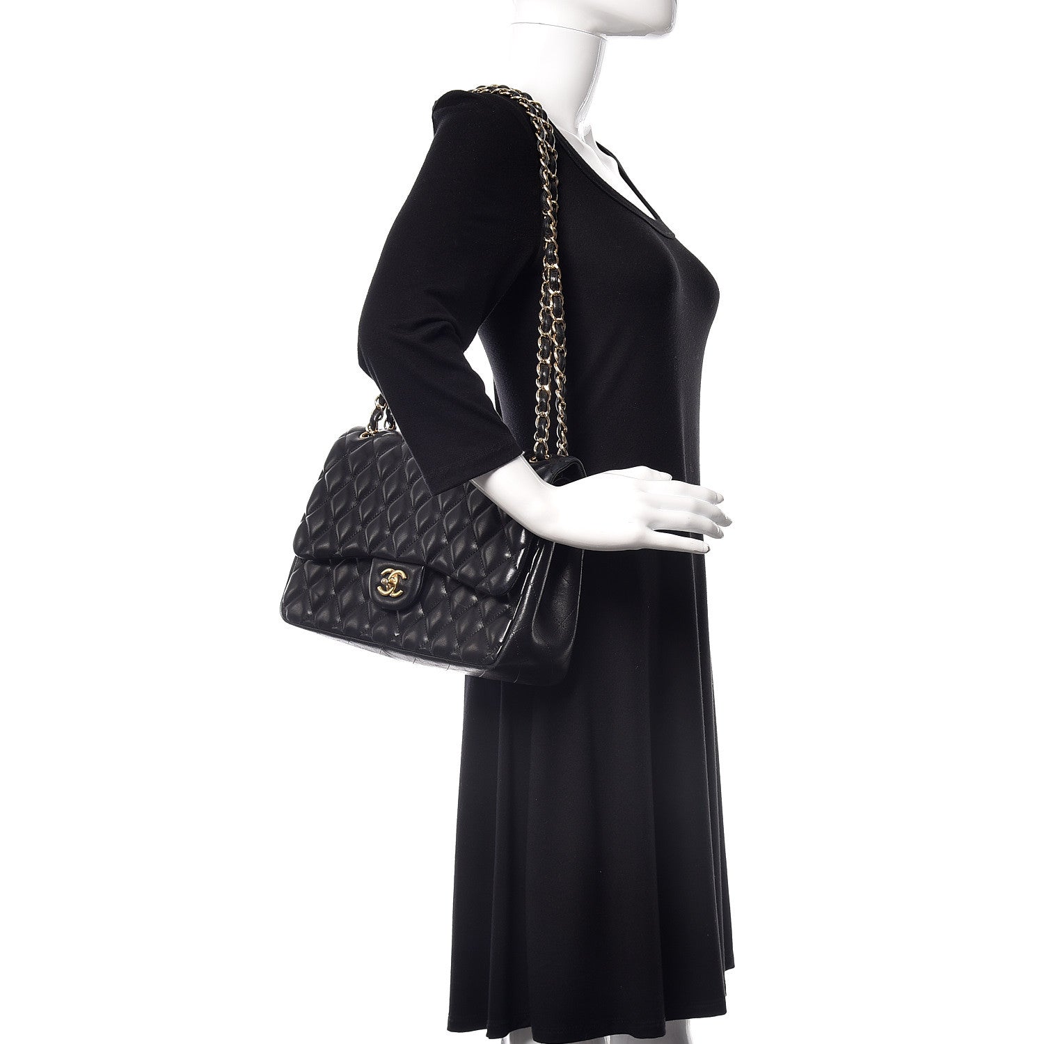 Chanel Lambskin Quilted Jumbo Double Flap Black 2 of 10