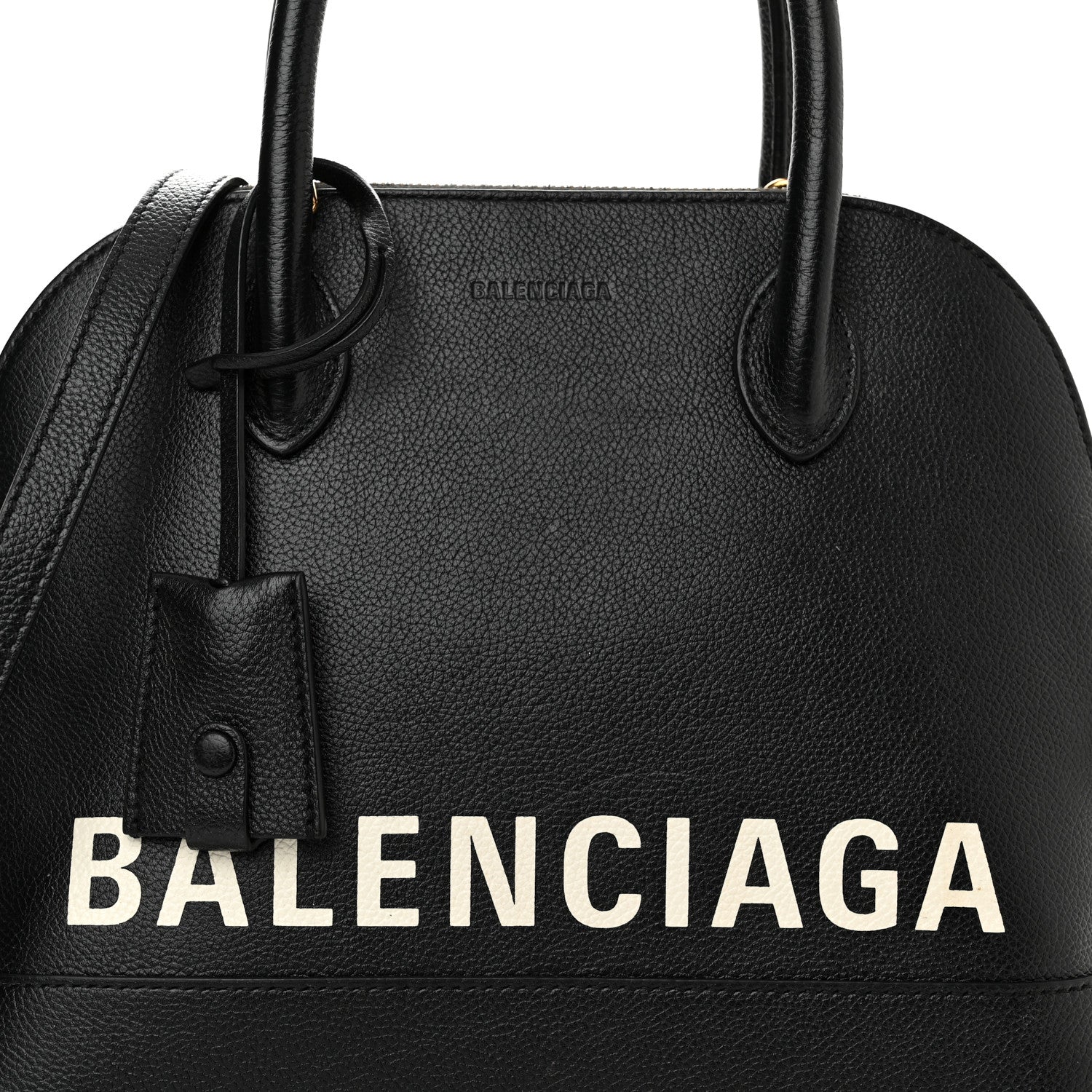 Balenciaga Grained Calfskin Logo S Ville Top Handle Bag Black White 8 of 15