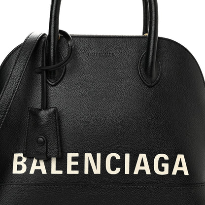 Balenciaga Grained Calfskin Logo S Ville Top Handle Bag Black White 8 of 15