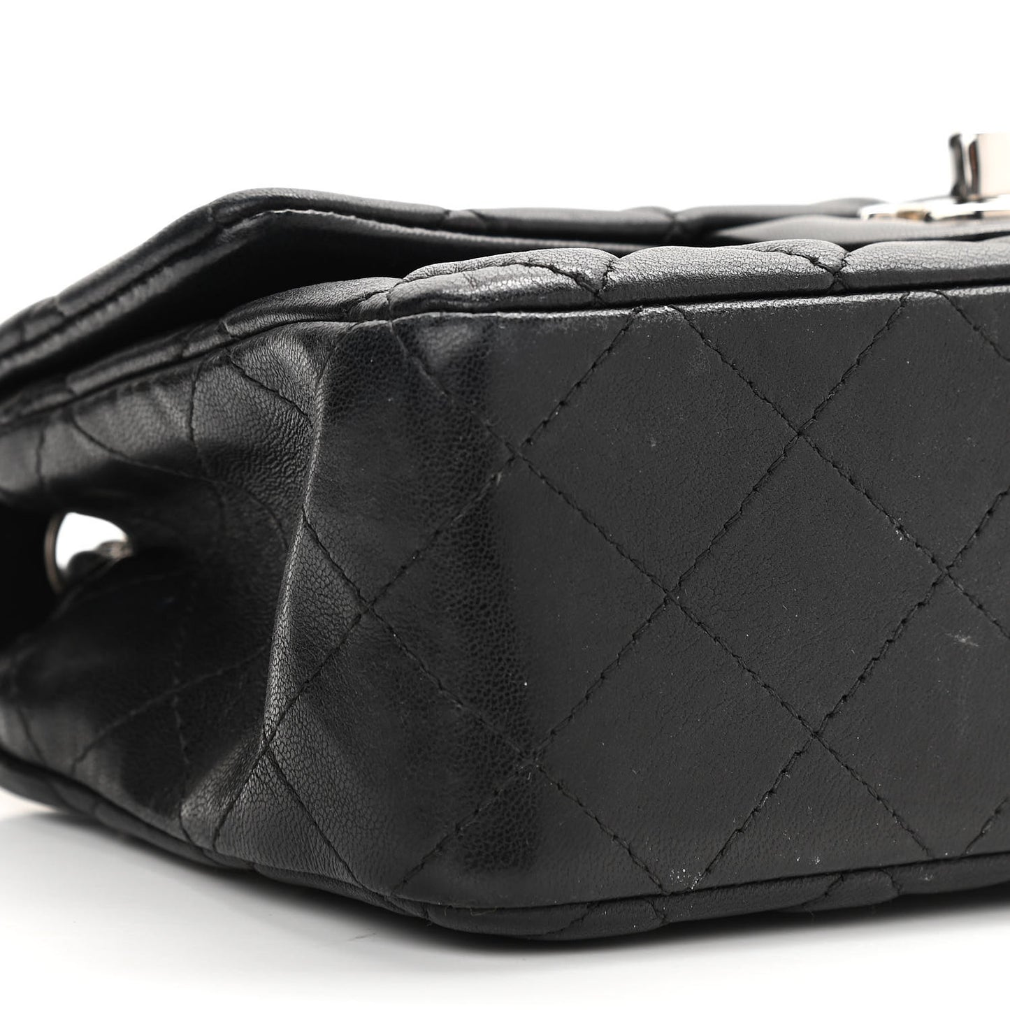 Lambskin Quilted Mini Rectangular Flap Black