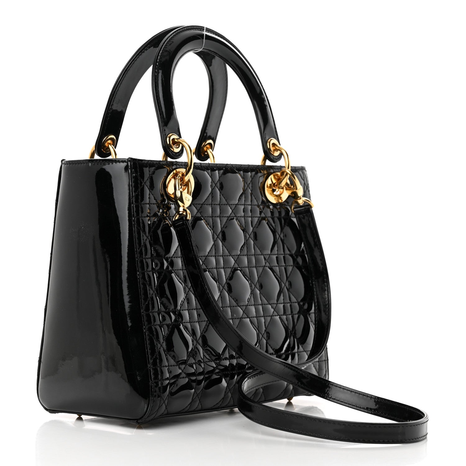 Christian Dior Patent Cannage Medium Lady Dior Black 3 of 12