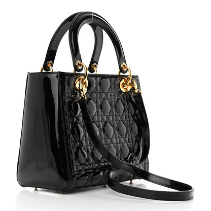 Christian Dior Patent Cannage Medium Lady Dior Black 3 of 12