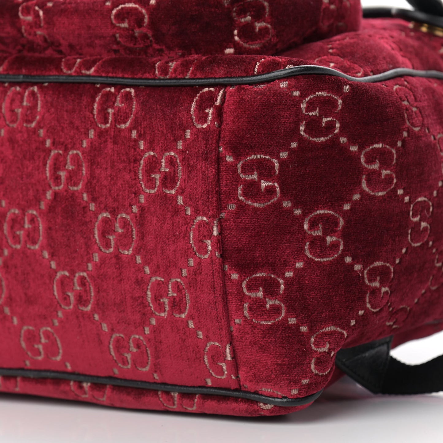 Velvet GG Monogram Textured Calfskin Web Small Double Buckle Backpack Red Cipria Black