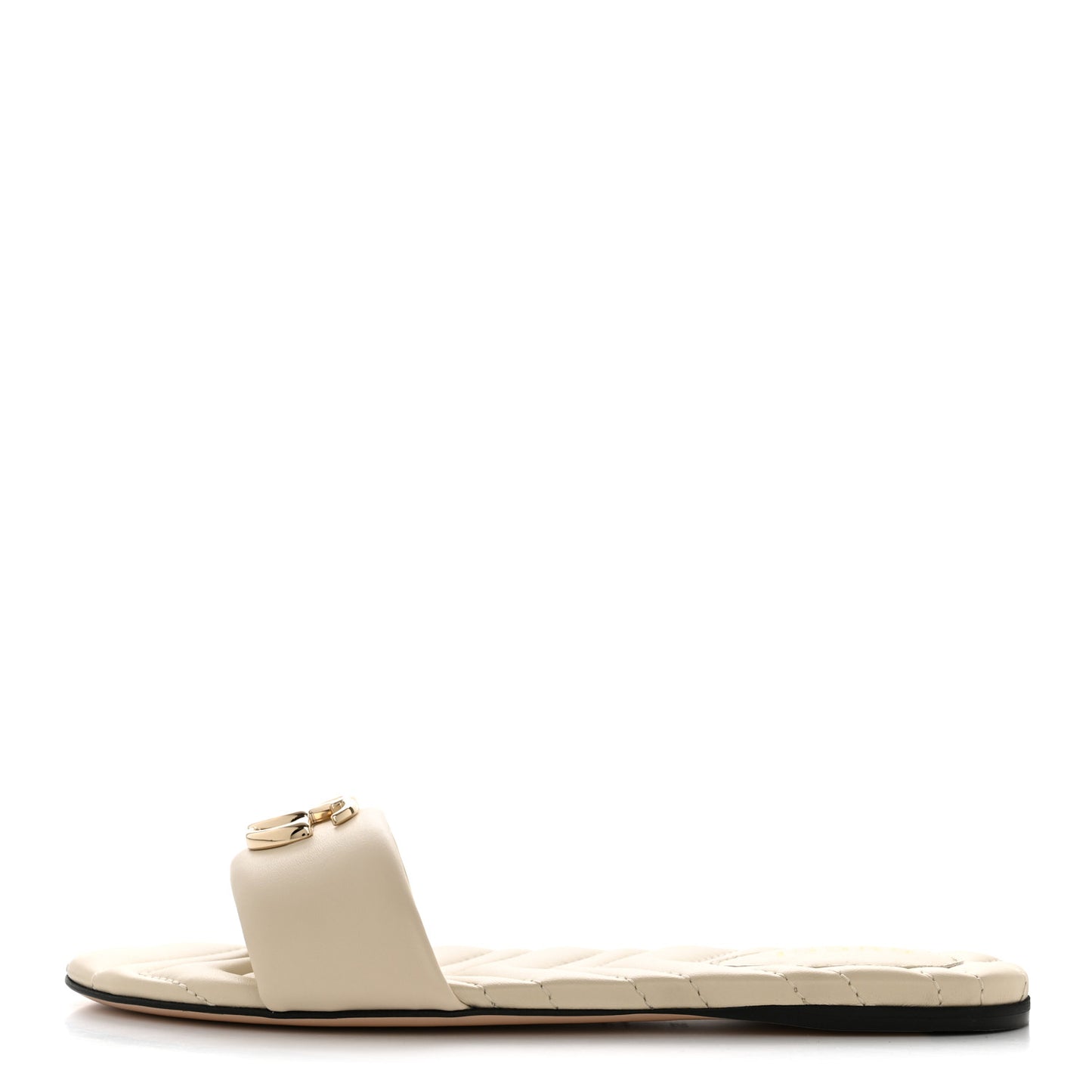 Nappa Matelasse GG Marmont Flat Slide Sandals 38 New Ivoire