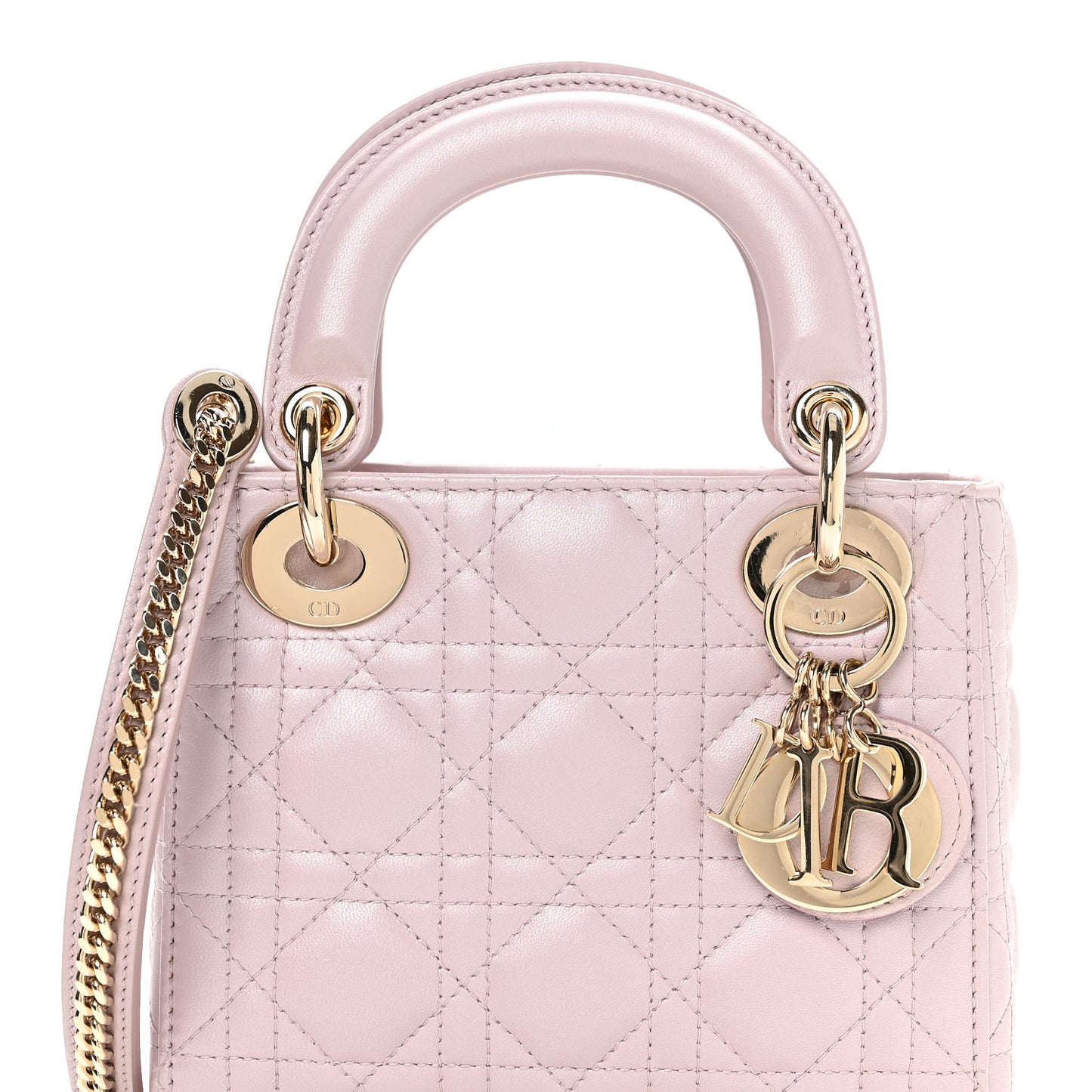 Metallic Lambskin Cannage Mini Lady Dior Lotus