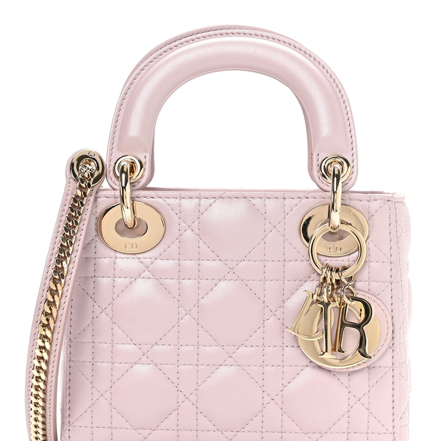 Christian Dior Metallic Lambskin Cannage Mini Lady Dior Lotus 7 of 10