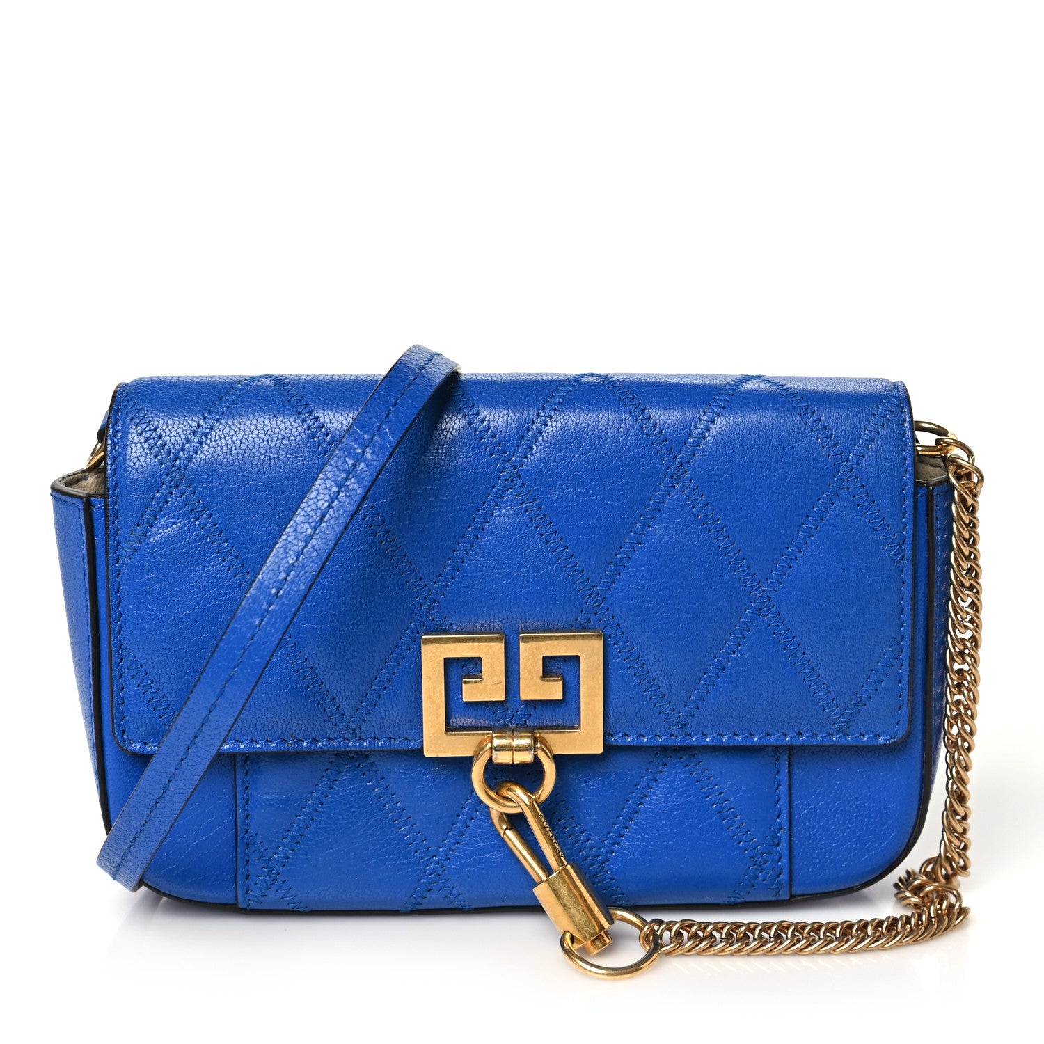 Givenchy Goatskin Quilted GV3 Mini Pocket Convertible Bag Blue 1 of 9