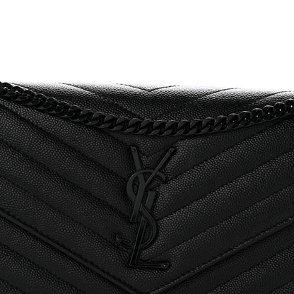Saint Laurent Grain De Poudre Matelasse Chevron Monogram Monochrome Chain Wallet Black 8 of 12