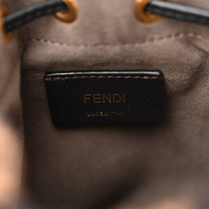 Fendi Shearling Vitello Dolce F is Fendi Macro FF 1974 Mini Mon Tresor Bucket Bag Tobacco Black 6 of 11