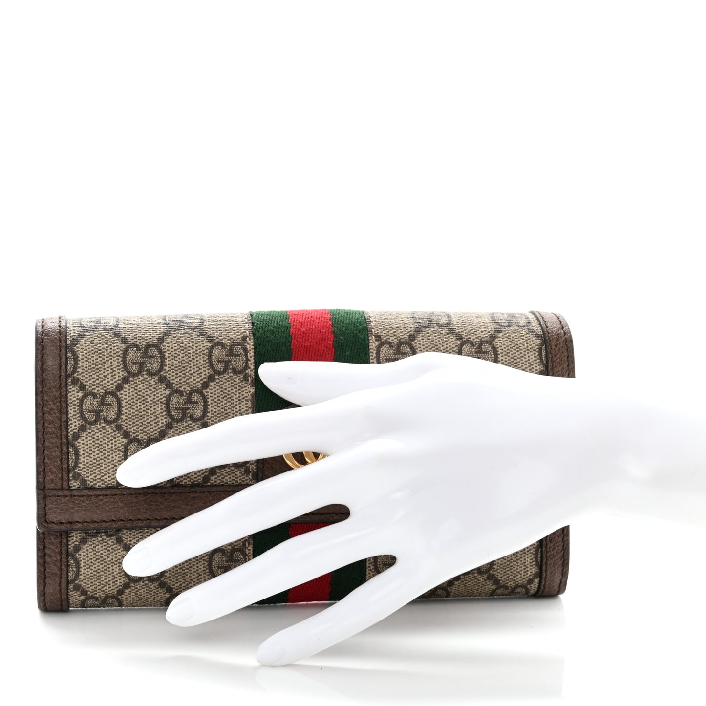 GG Supreme Monogram Web Ophidia Continental Wallet Brown