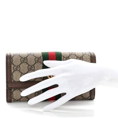 Gucci GG Supreme Monogram Web Ophidia Continental Wallet Brown 2 of 9