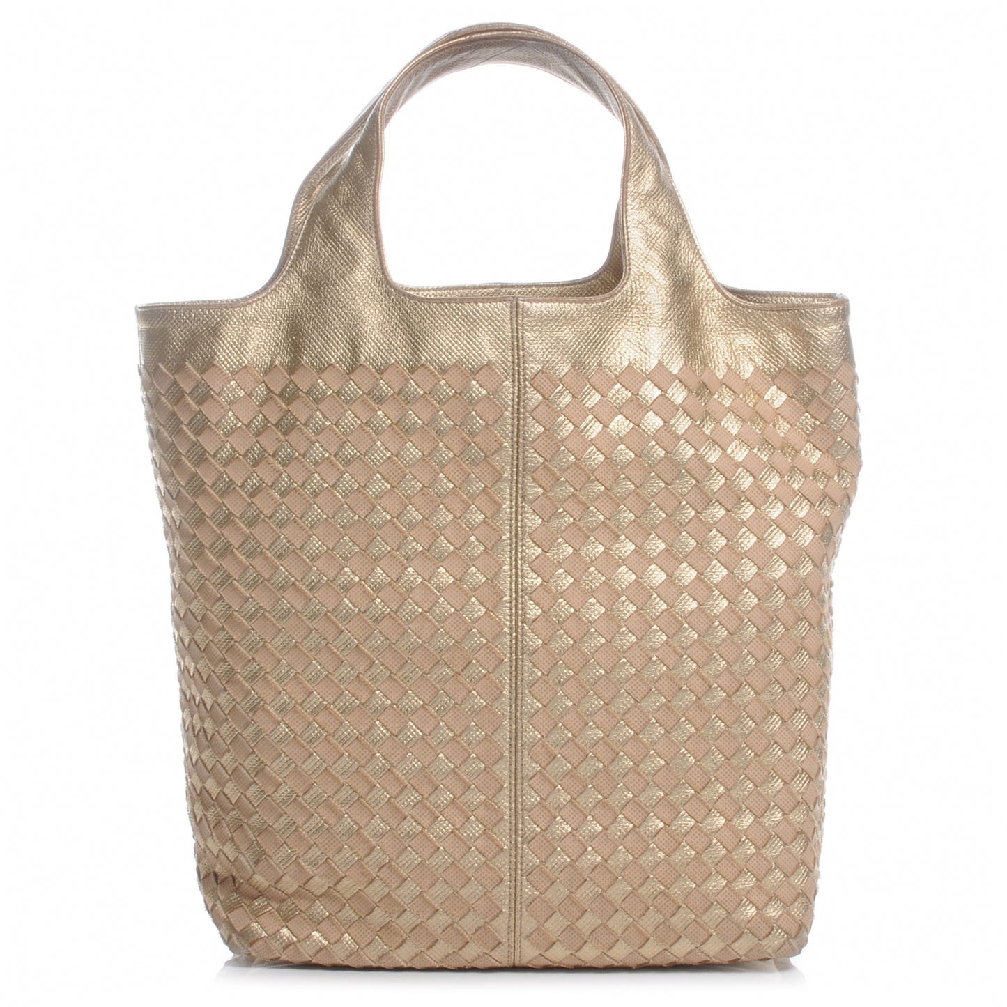 Woven Metallic Tote Gold