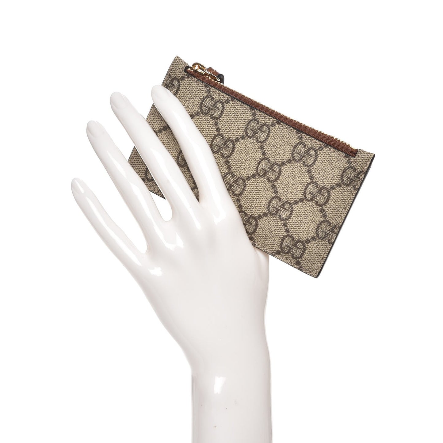 GG Supreme Monogram Coin Case Card Holder Brown