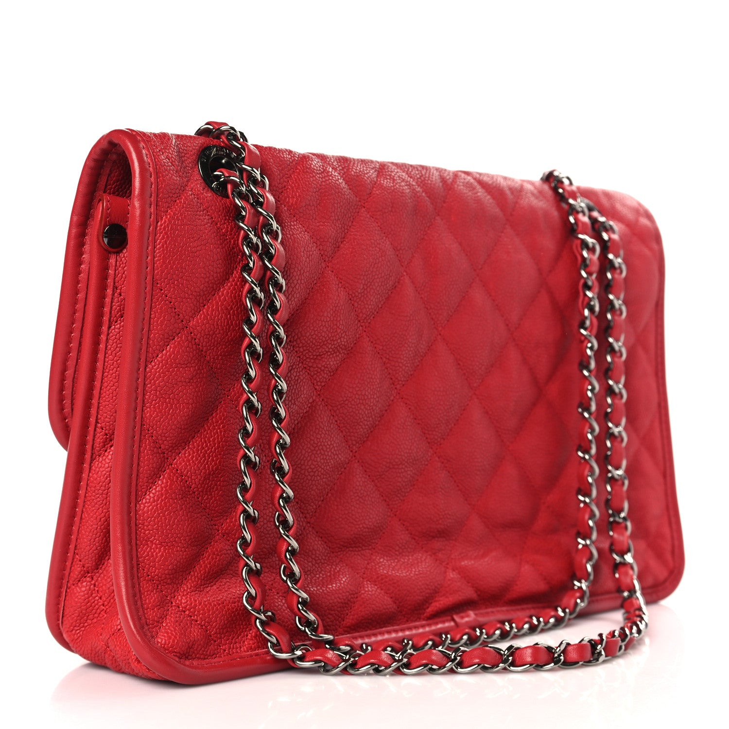 Chanel Caviar Quilted Large French Riviera Flap Red 3 of 10