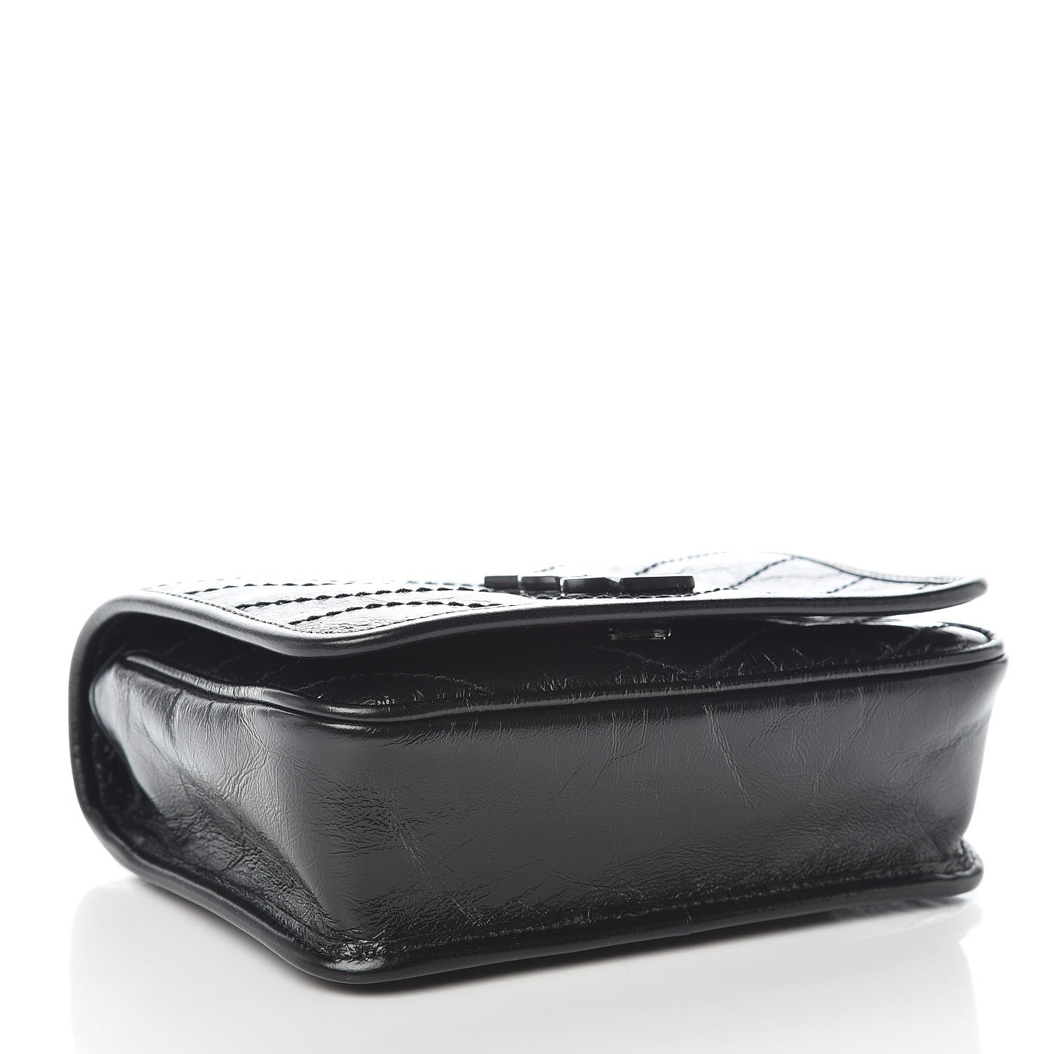 Saint Laurent Crinkled Calfskin Matelasse Monogram Niki Chain Wallet Black 4 of 9