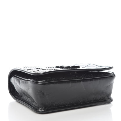 Saint Laurent Crinkled Calfskin Matelasse Monogram Niki Chain Wallet Black 4 of 9