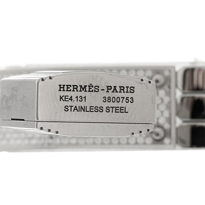 Hermes Stainless Steel Diamond Pave 16mm Kelly Quartz Watch 5 of 6