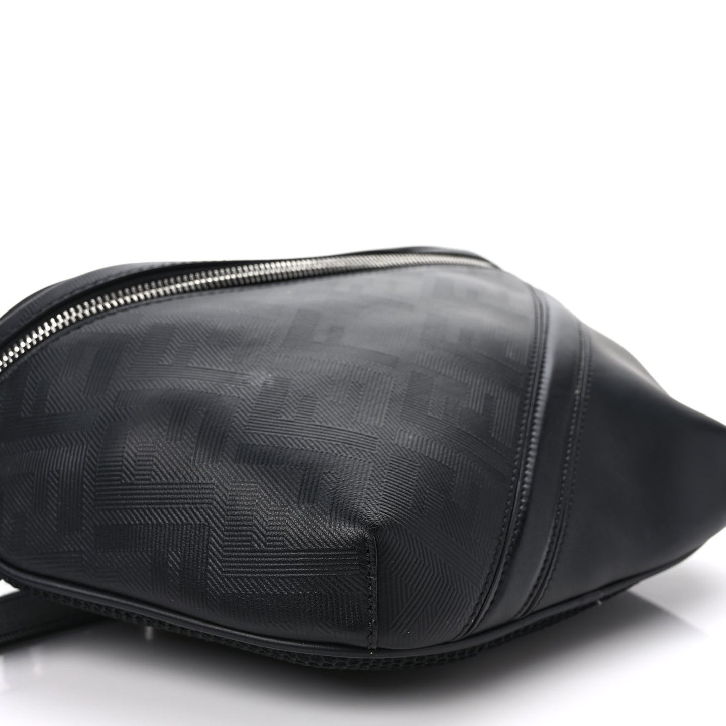 Vitello Grace King FF Lines Embossed Diagonal Belt Bag Black