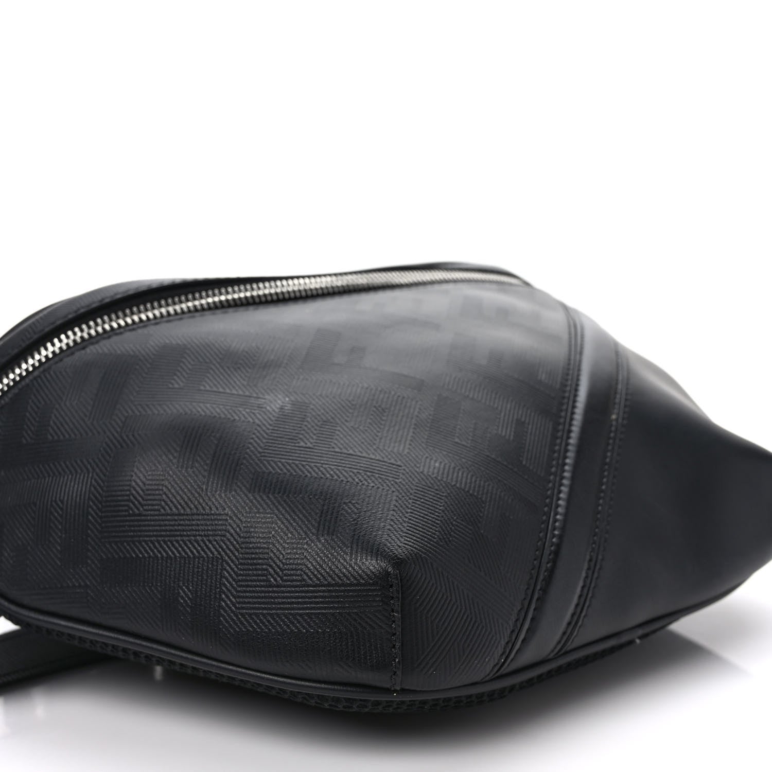 Fendi Vitello Grace King FF Lines Embossed Diagonal Belt Bag Black 7 of 8