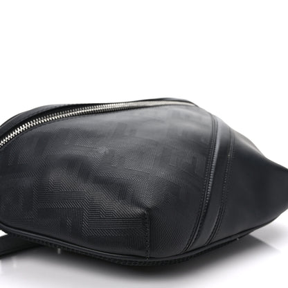 Fendi Vitello Grace King FF Lines Embossed Diagonal Belt Bag Black 7 of 8