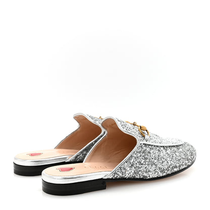 Gucci Glitter Womens Princetown Slippers 36 Silver 5 of 10