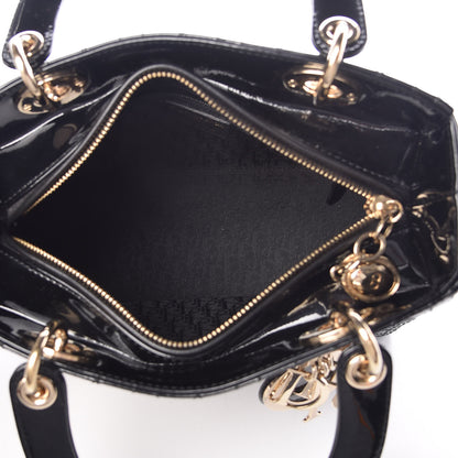 Christian Dior Patent Cannage Stitched Medium Lady Dior Black 5 of 9