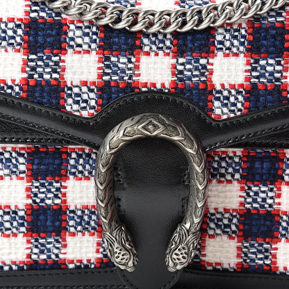 Gucci Vintage Tweed Check Small Dionysus Shoulder Bag White Hibiscus Red Marine 9 of 11