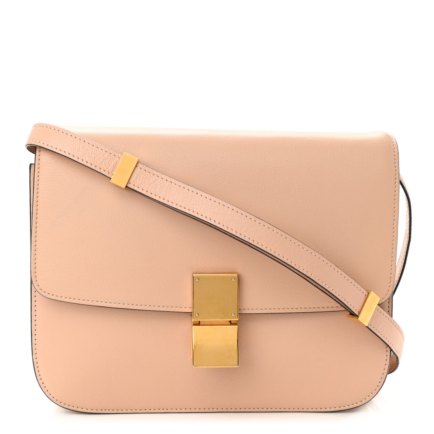 Goatskin Medium Classic Box Flap Bag Dune