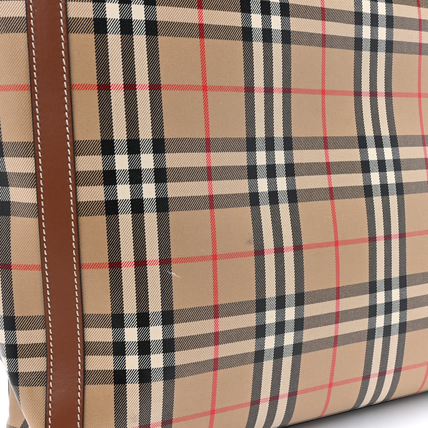 Vintage Check Calfskin Kane Tote Bag Beige Brown