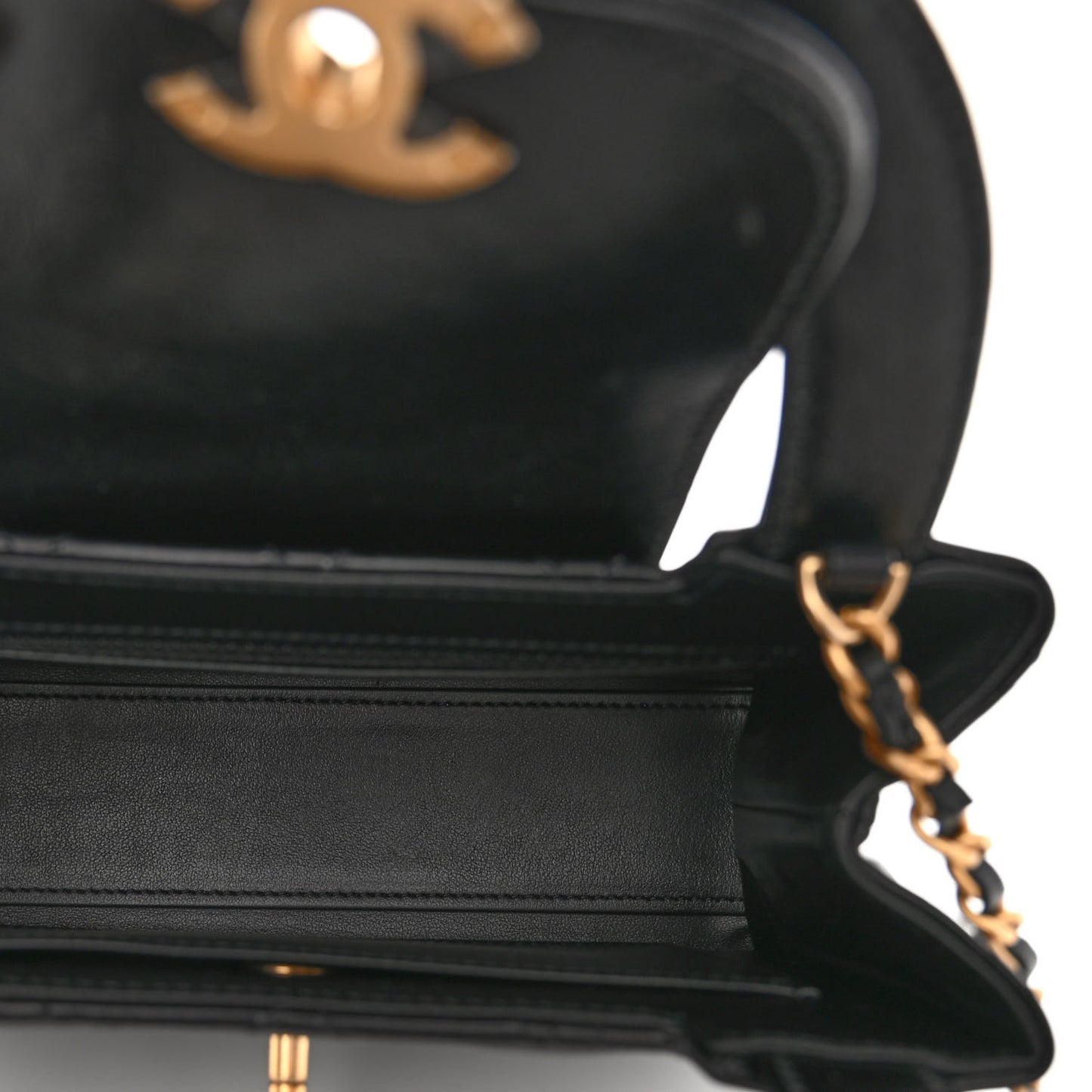 Shiny Aged Calfskin Quilted Nano Kelly Shopper Black