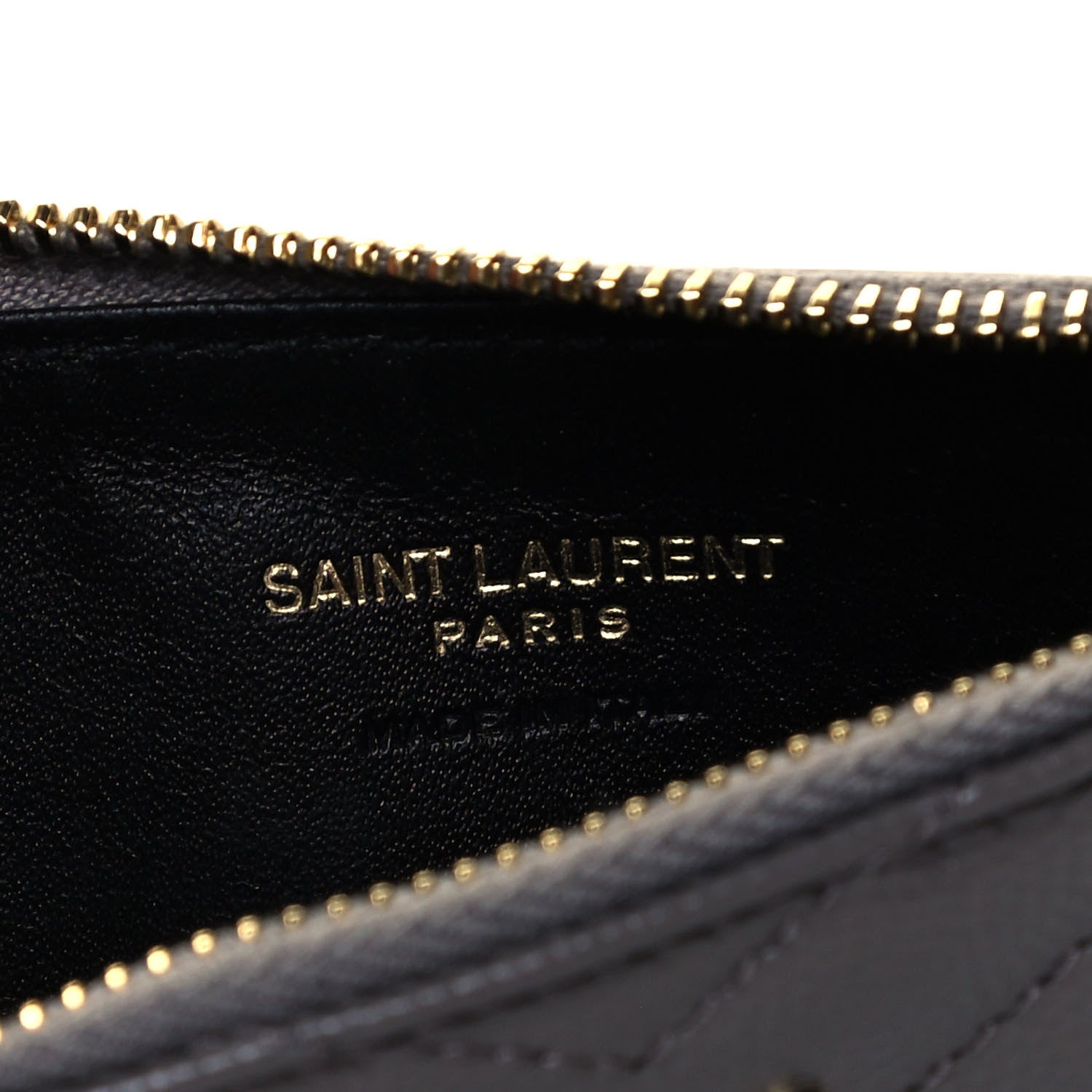 Saint Laurent Grain De Poudre Matelasse Chevron Monogram Fragments Zippered Card Case Fog 6 of 10