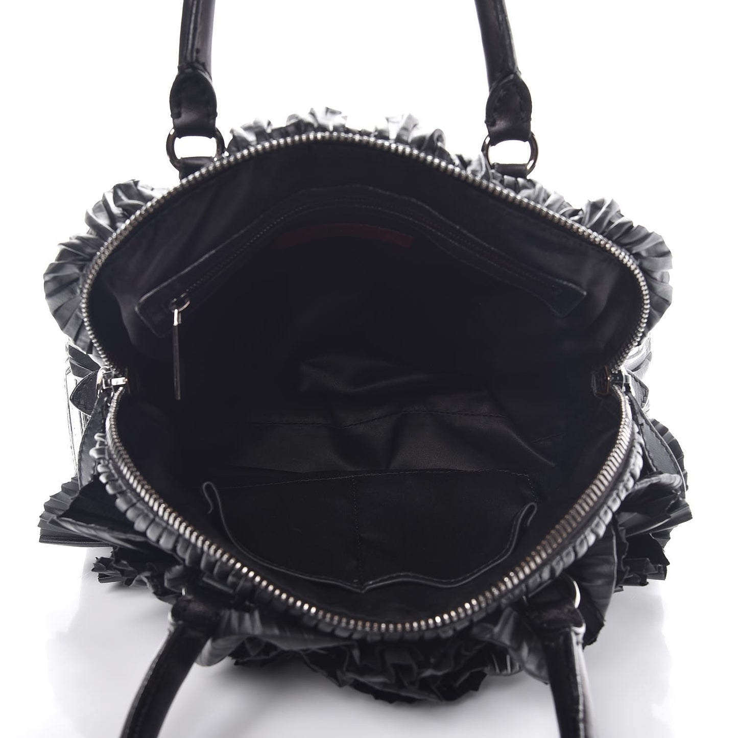 Nappa Pleated Petale Dome Tote Black