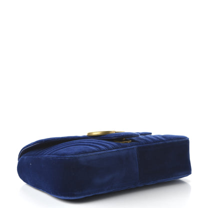 Gucci Velvet Matelasse Medium GG Marmont Shoulder Bag Cobalt Blue 4 of 10