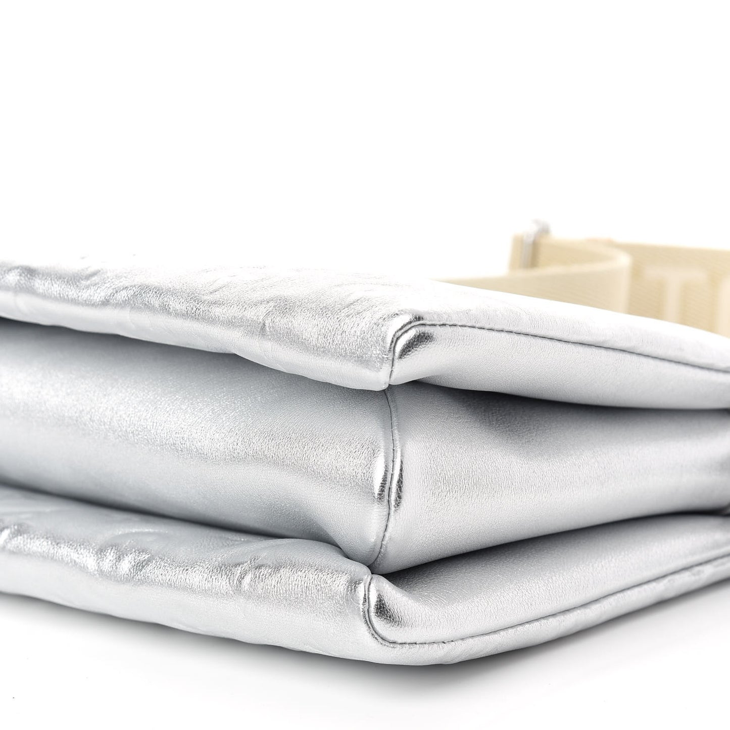Metallic Lambskin Embossed Monogram Coussin PM Silver