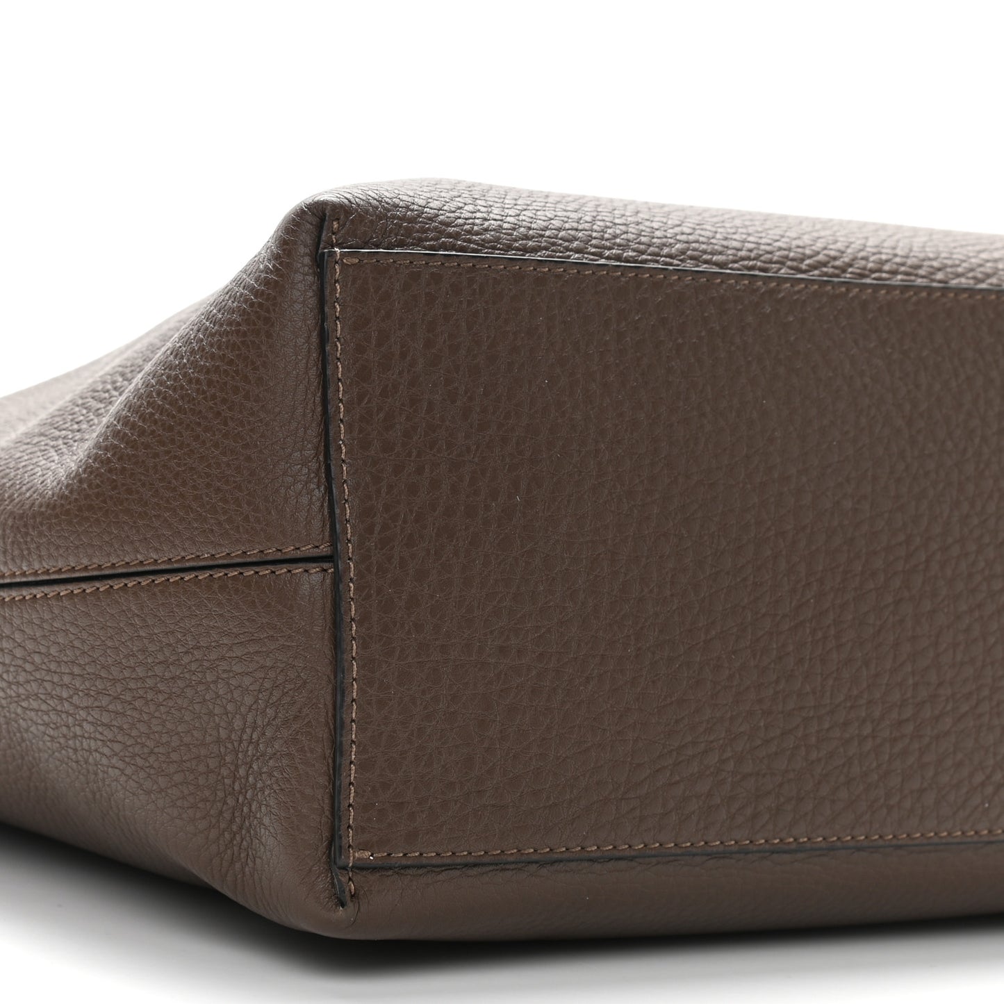 Grained Calfskin Rockstud Shoulder Tote Deep Taupe