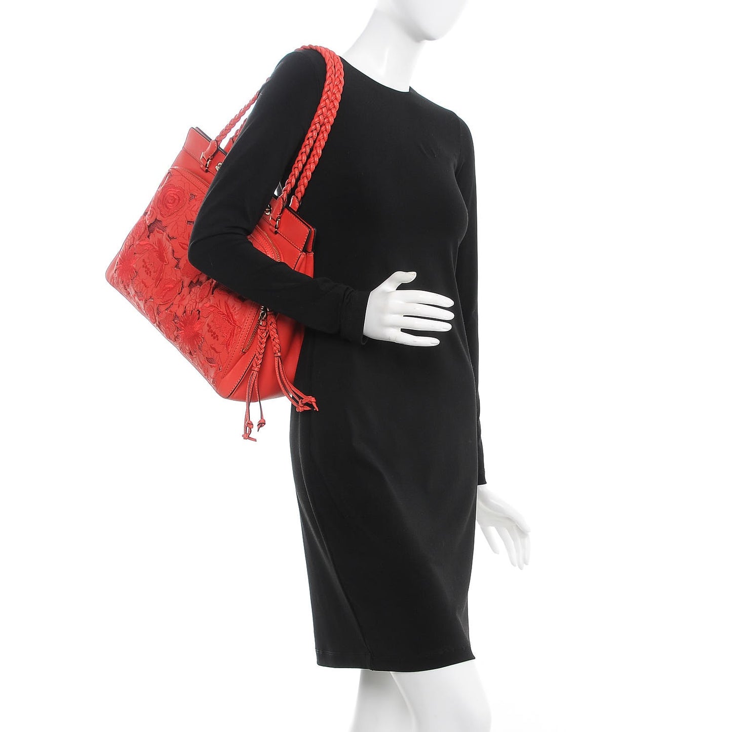 Vitello Lace Demetra Satchel Coral