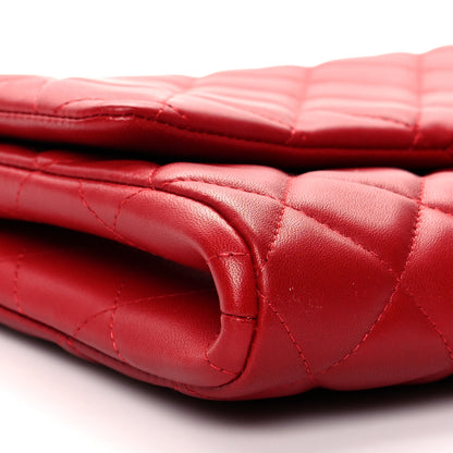 Chanel Lambskin Quilted Clutch With Chain Flap Red 8 of 9