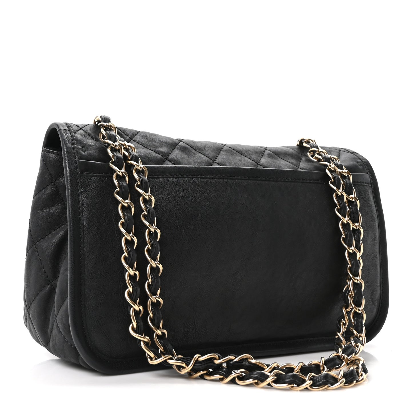 Aged Calfskin Quilted 2.55 Reissue Chain Flap  Black