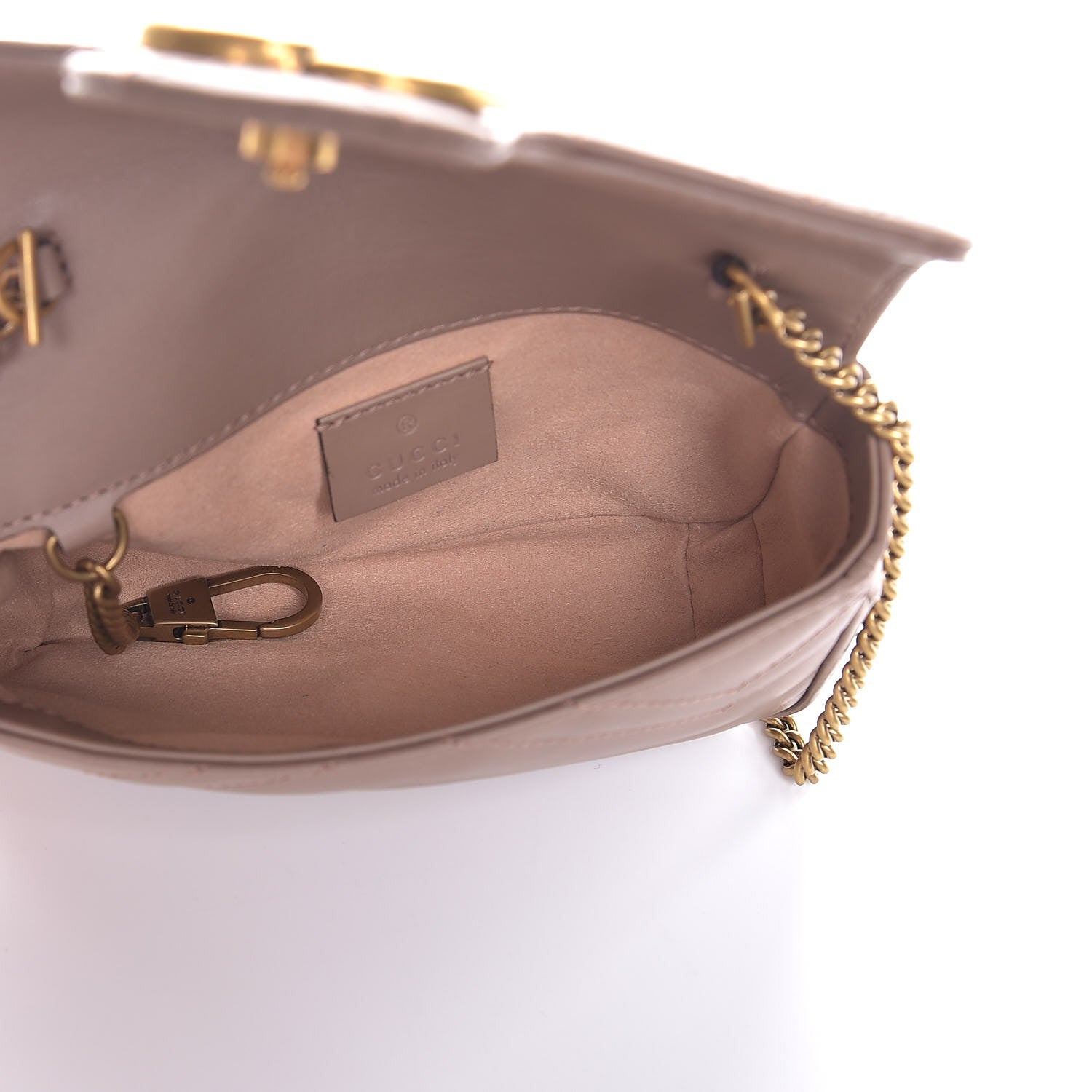 Gucci Calfskin Matelasse Super Mini GG Marmont Shoulder Bag Porcelain Rose 5 of 9