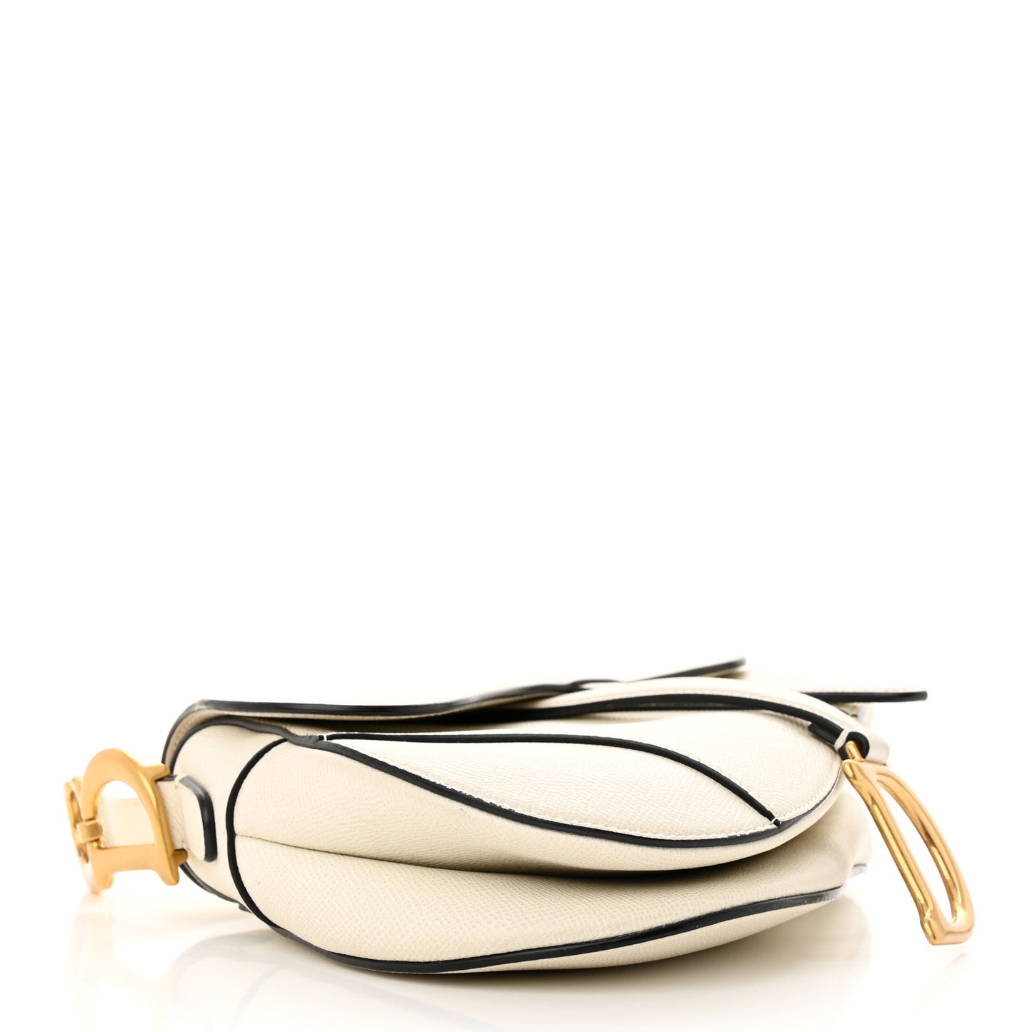 Grained Calfskin Saddle Bag White