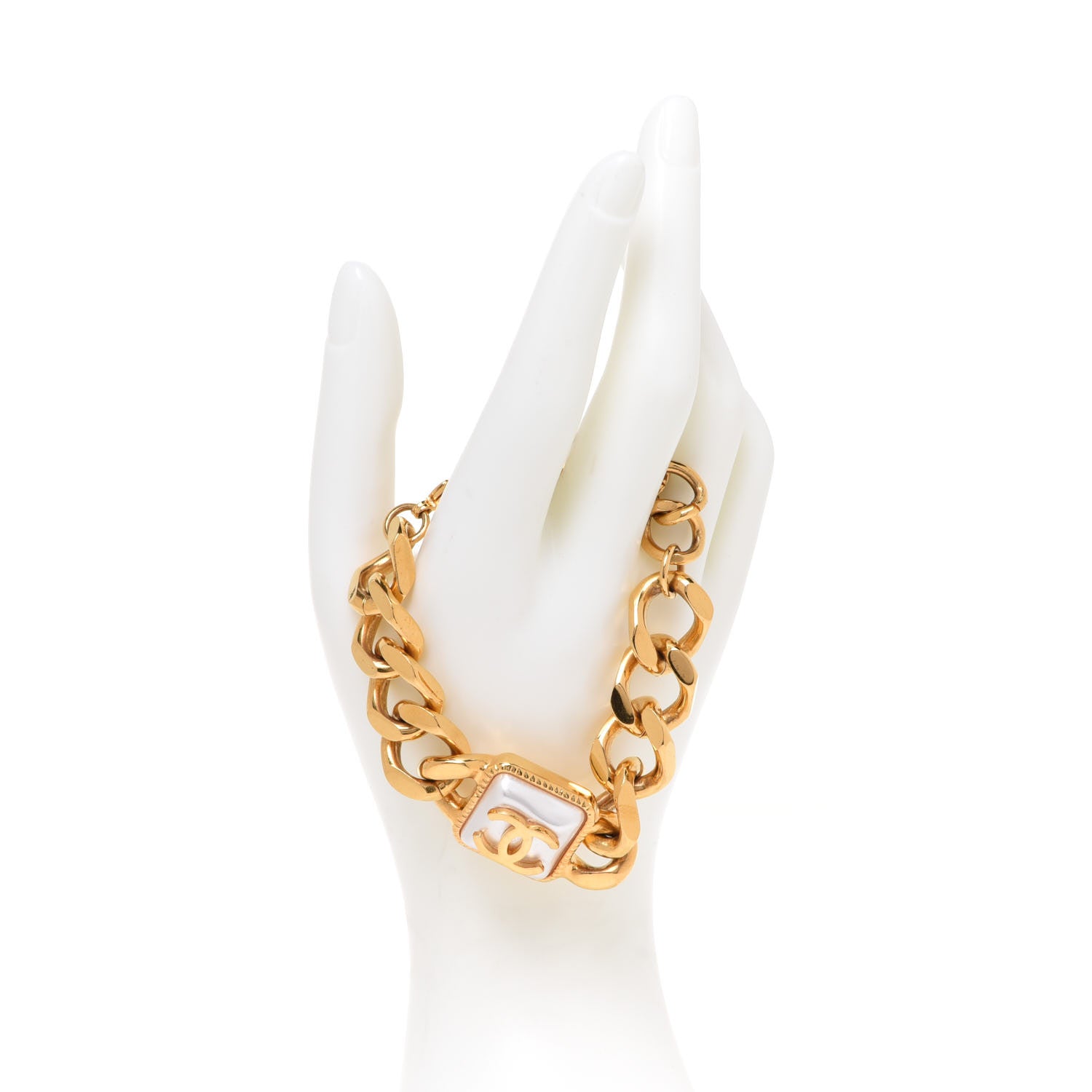 Chanel Pearl CC Chain Link Bracelet Gold 2 of 4