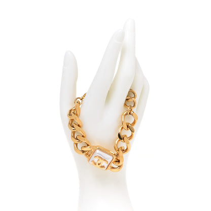 Chanel Pearl CC Chain Link Bracelet Gold 2 of 4