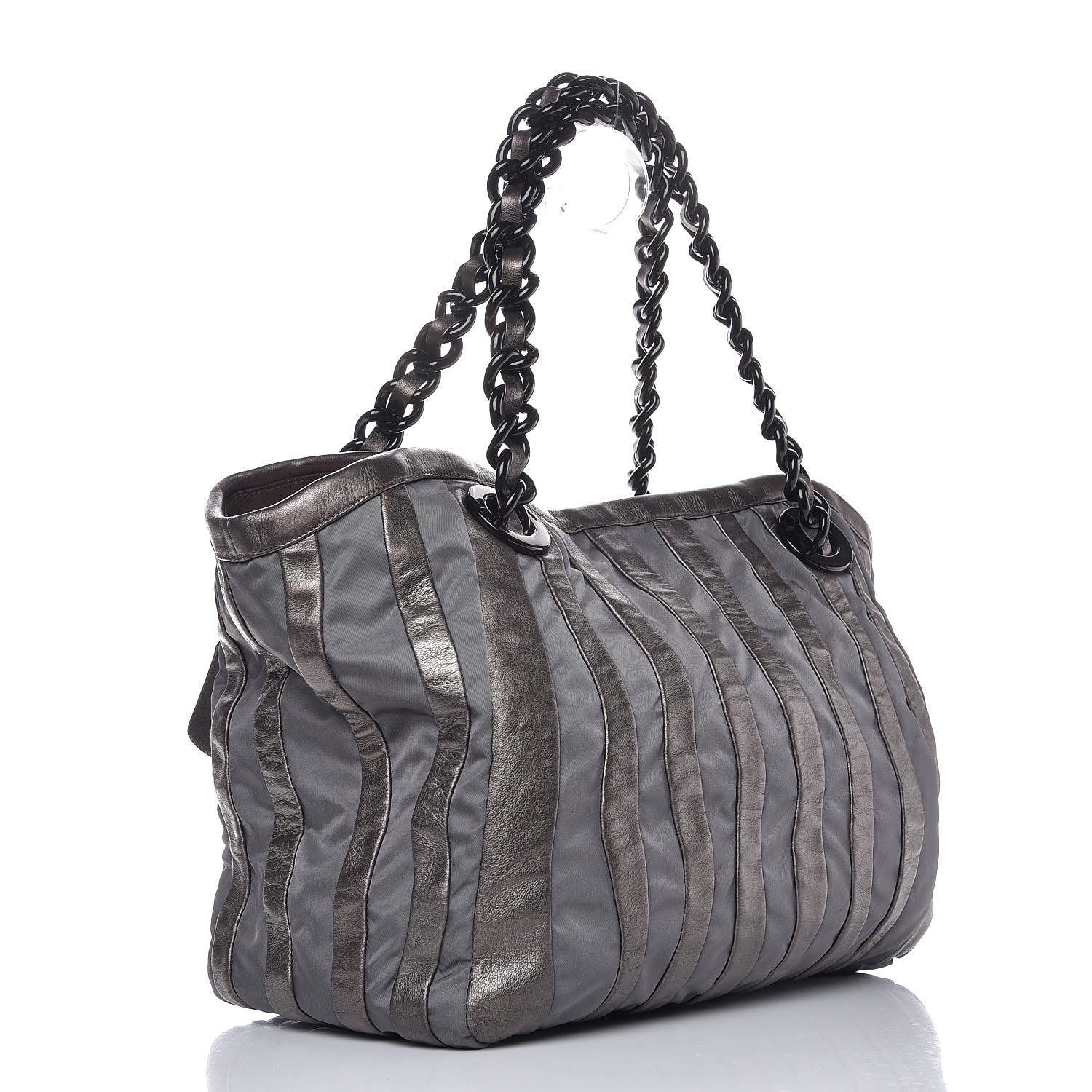 Prada Metallic Nappa Tessuto Tote Ardesia Mord 3 of 6