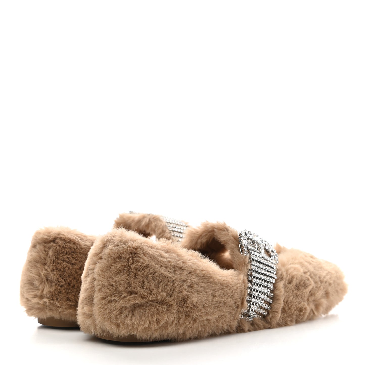 Faux Fur Crystal Krista Flats 36 Teddy