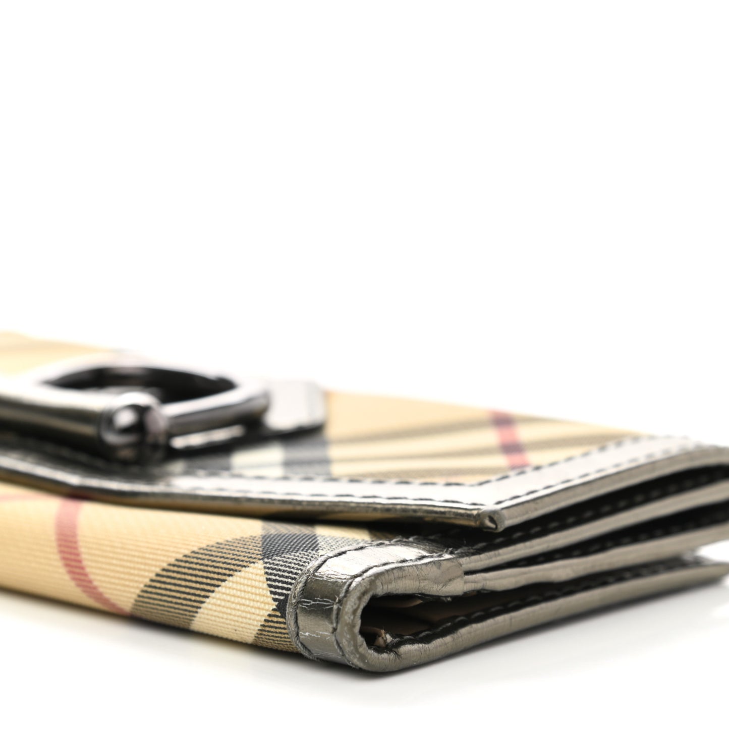 Patent Nova Check Tri-Fold Wallet Pewter
