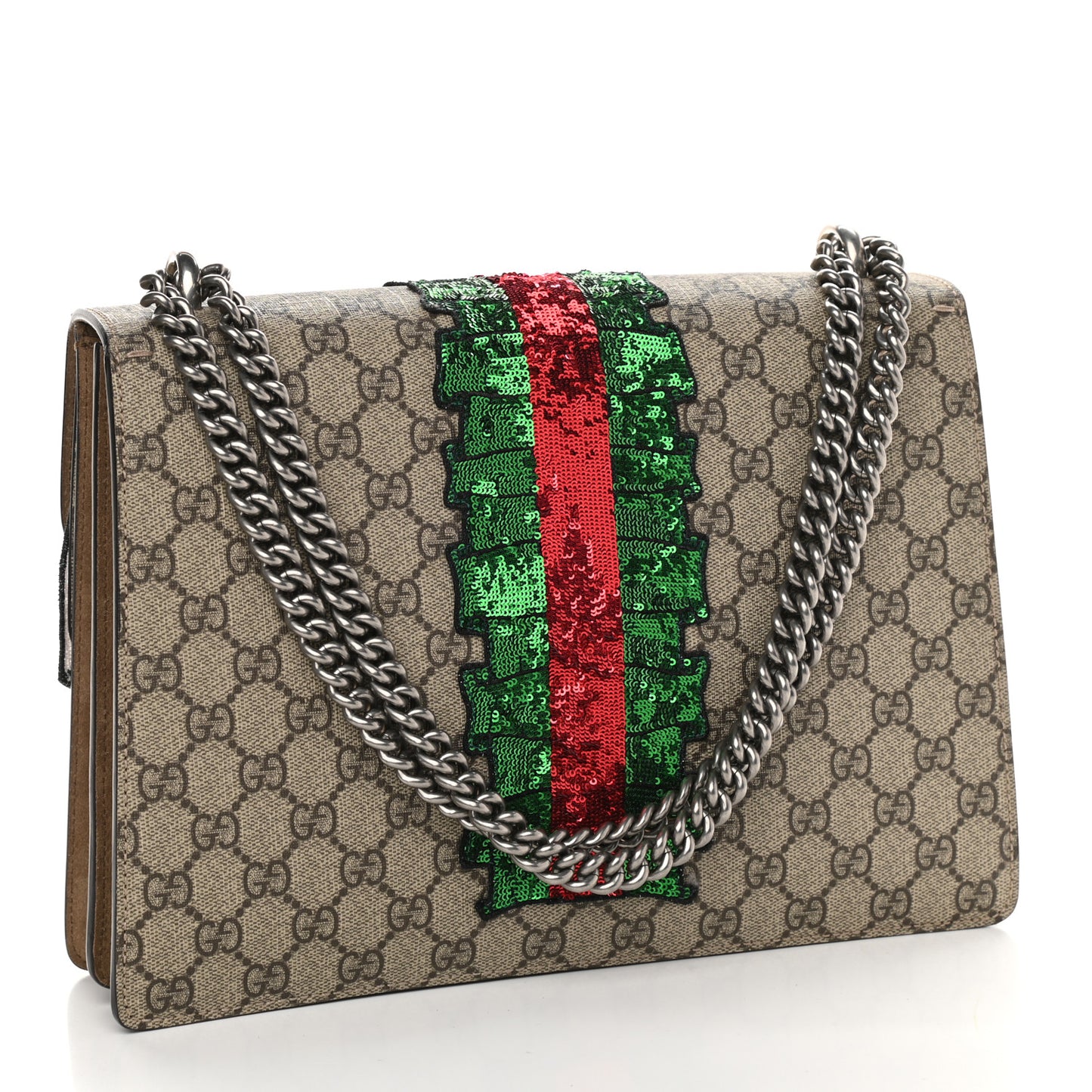 GG Supreme Monogram Lightning Embroidered Medium Dionysus Shoulder Bag Beige