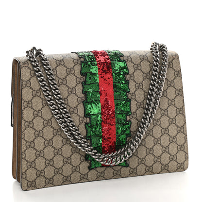 Gucci GG Supreme Monogram Lightning Embroidered Medium Dionysus Shoulder Bag Beige 3 of 12