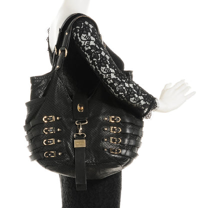 Jimmy Choo Perforated Bardia Hobo Black 2 of 6