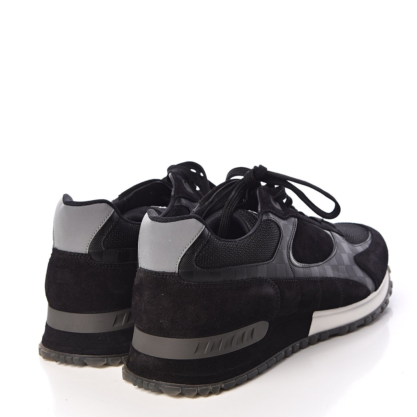 Suede Damier Infini Run Away Sneakers 6.5 Black